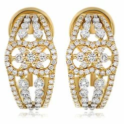 Deals 👍 Monary Diamond Huggies Earrings Set in 18K Two Tone Gold for 👩 women 👏