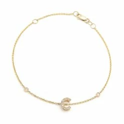 Cheapest 🛒 Monary Diamond Initial Fashion Bracelet "C" (14k) (6+1") for 👩 women ✨