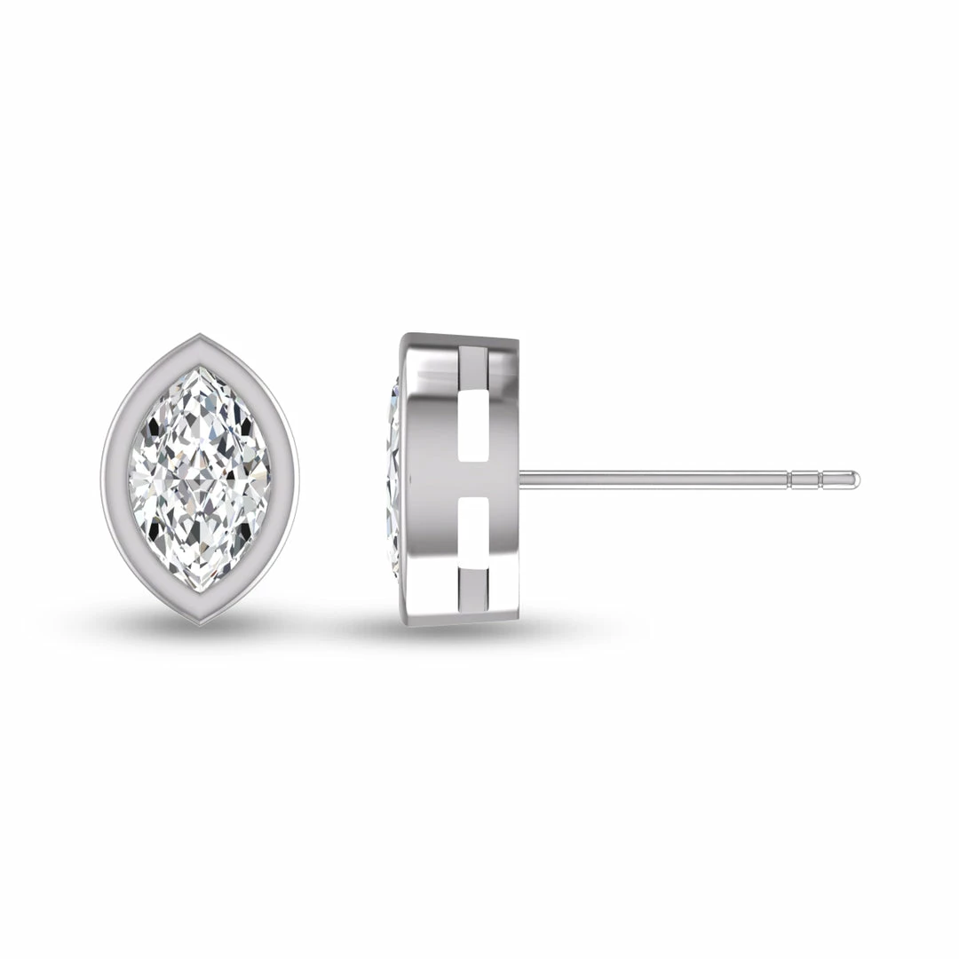 Discount β€οΈ Monary Lab Grown 1/2 CTW Marquise Bezel Set Diamond Solitaire Earrings in 14K White Gold for π© women β¨ - Image 4
