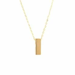 Deals 💯 Monary 14k Yellow Gold Vertical Bar With 16+2" Chain for 👩 women ✔️