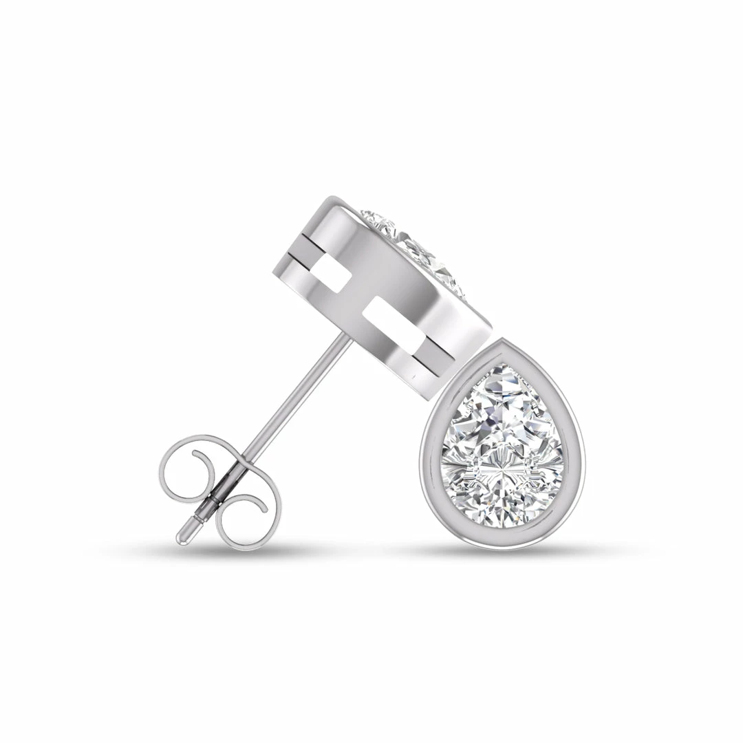 Best Pirce β Monary Lab Grown 3/4 CTW Pear Shaped Bezel Set Solitaire Diamond Earrings in 14K White Gold for π© women π - Image 2