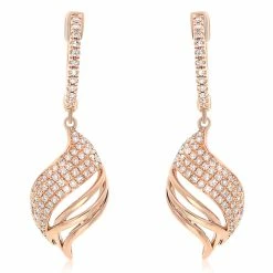 Best Pirce 🤩 Monary Diamond Fashion Dangle Earrings Set in 14K Rose Gold for 👩 women 😍