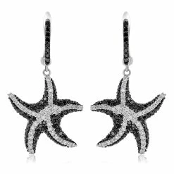 Coupon 👍 Monary Black & White Diamond Fashion Dangle Earrings Set in 14K White Gold for 👩 women 👏