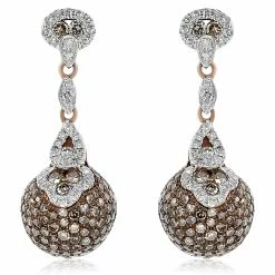 New 🧨 Monary Brown & White Diamond Dangle Earrings Set in 14K Rose Gold for 👩 women 🛒