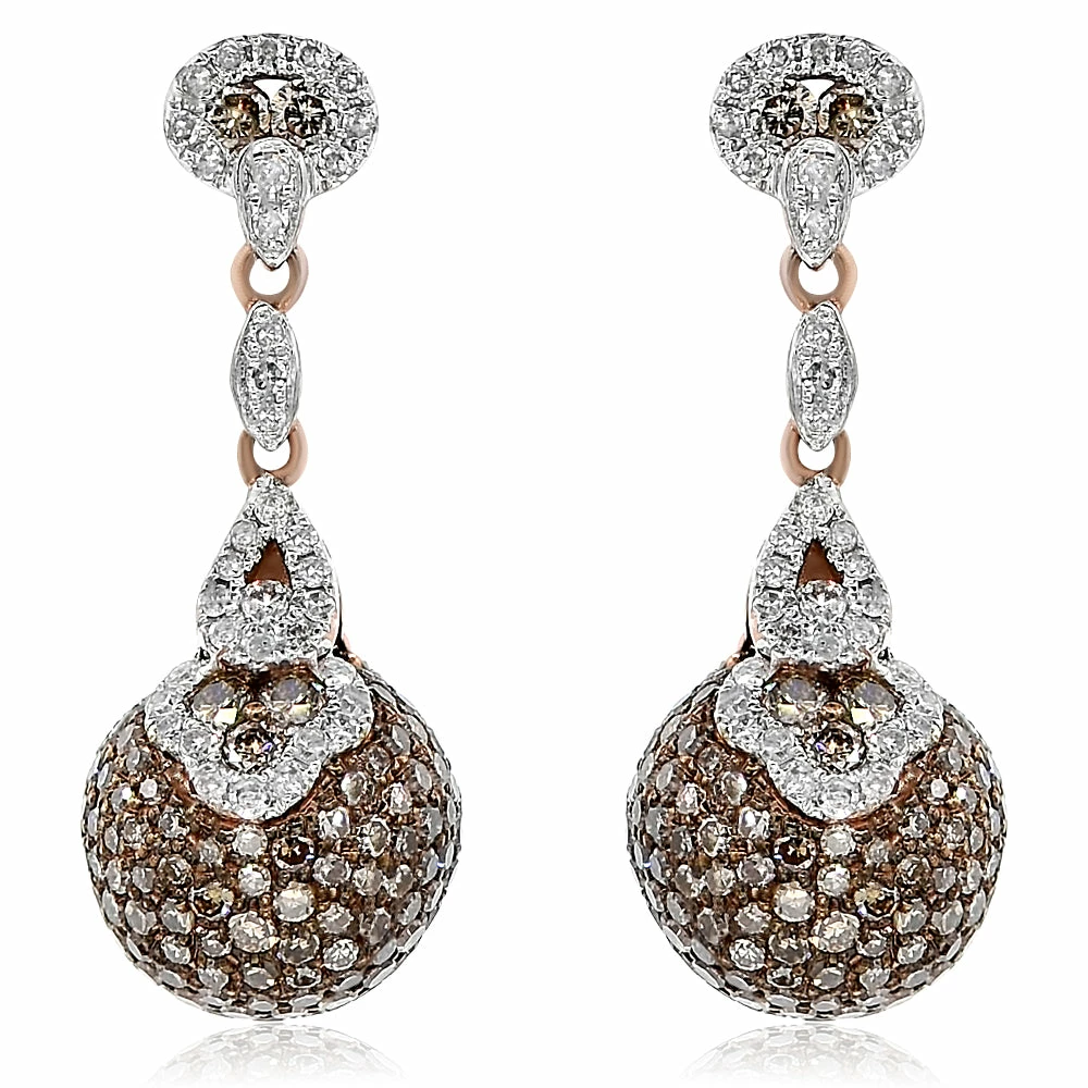 New 𧨠Monary Brown & White Diamond Dangle Earrings Set in 14K Rose Gold for π© women π