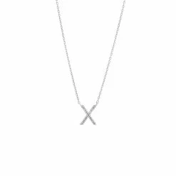 Coupon ⌛ Monary Silver Diamond Initial "X" Necklace for 👩 women 😉
