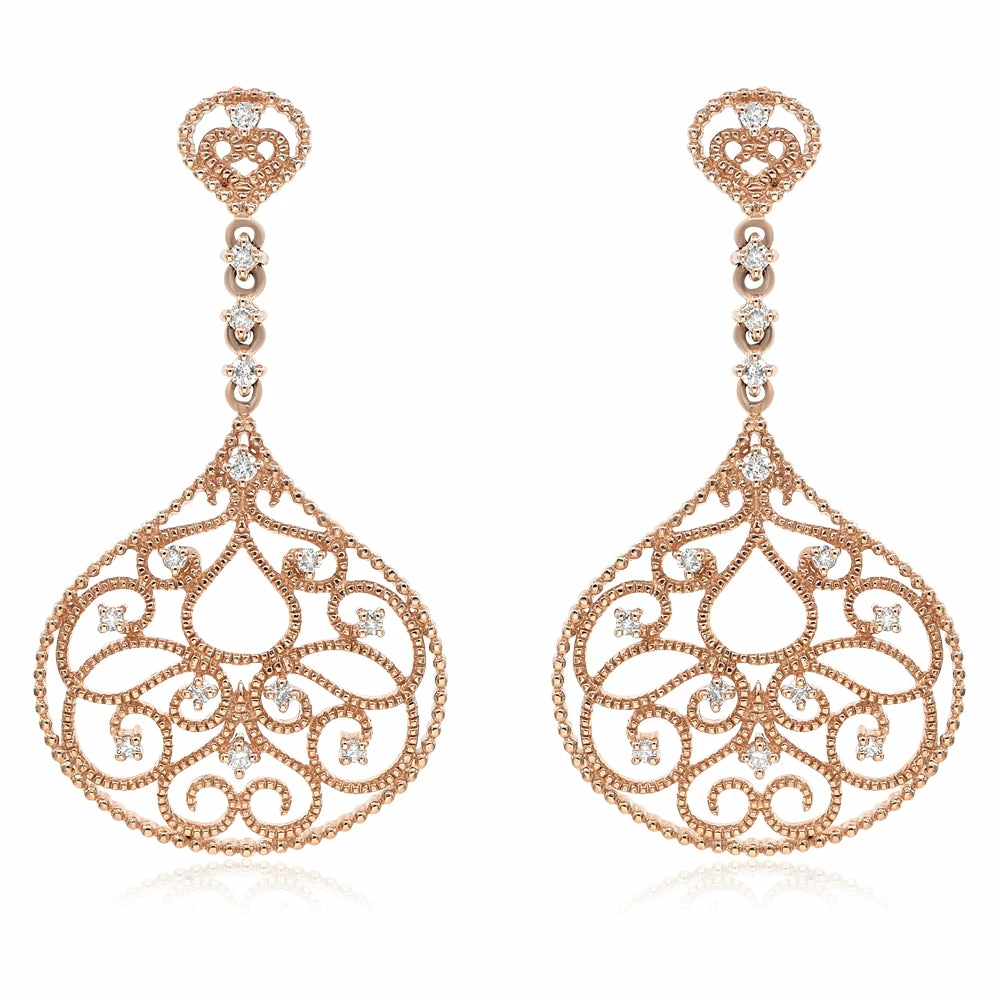 Flash Sale 𧨠Monary Diamond Dangle Earrings Set in 14K Rose Gold for π© women π