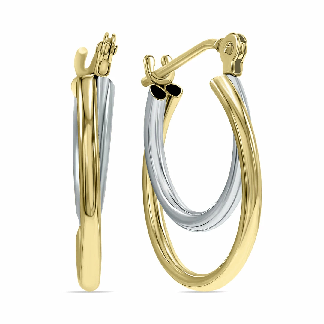 Best deal π₯ Monary 10K Two-Toned Double Round Hoop Huggie Earrings for π© women π§¨
