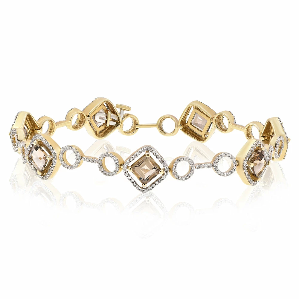Outlet β Monary 5.68 ct Smoky Quartz & Diamond Fashion Bracelet for π© women π