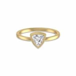 Buy 🔥 Monary Lab Grown 1 CTW Trillion Bezel Solitaire Diamond Ring in 14K Yellow Gold for 👩 women 🌟