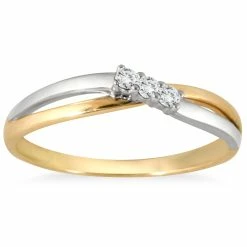 Best deal 👍 Monary Three Stone Diamond Two Tone Ring in 10K White Gold for 👩 women ⌛