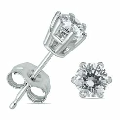 Best Pirce 🧨 Monary 1/2 Carat TW 6 Prong Round Diamond Solitaire Stud Earrings In 14k White Gold for 👩 women 👍