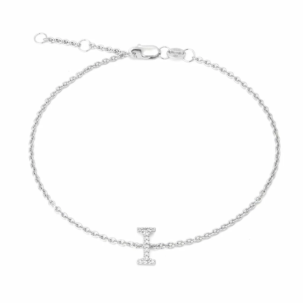 Deals π Monary Silver Diamond "I" Initial Bracelet 7+1" for π© women π§¨