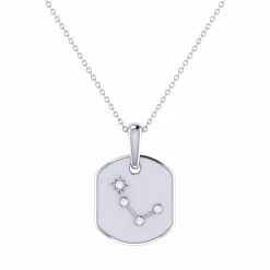 Buy 💯 Monary Aries Ram Diamond Constellation Tag Pendant Necklace in Sterling Silver for 👩 women 👍