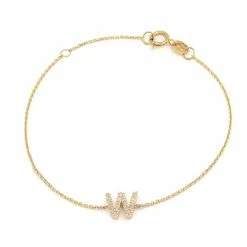 Best reviews of 🎁 Monary Diamond Intiial"W" Bracelet (Yg/7"+1") for 👩 women 🎁