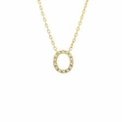 Coupon 🥰 Monary Silver Diamond Initial "O" Necklace W/18k Yg Plate for 👩 women 🧨