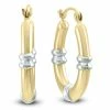 Best Sale 🛒 Monary 14K Yellow Gold Hoop Earrings with White Rhodium Shoulder Accents (22mm) for 👩 women 🎁