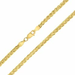 Top 10 😉 Monary 14K Yellow Gold 3.3mm Shiny Hollow Wheat Chain with Lobster Clasp - 18 Inch for 👩 women 💯