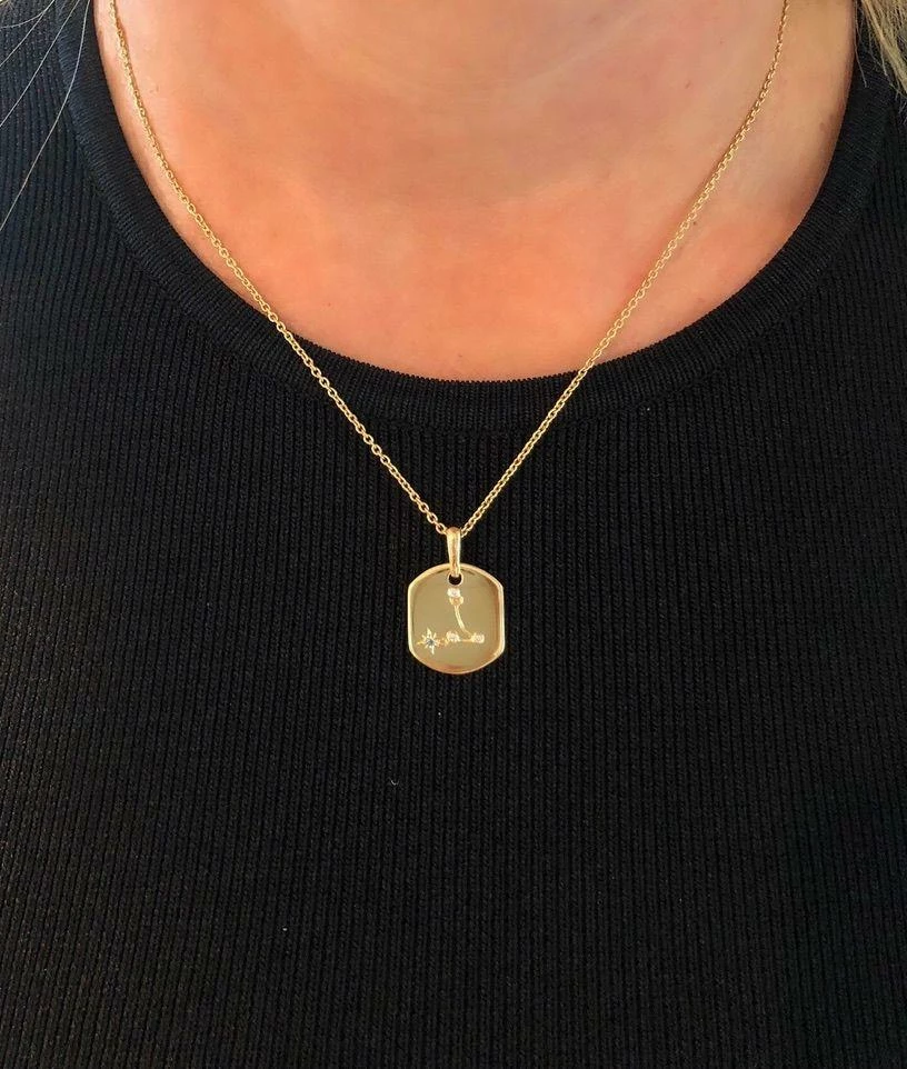 Best Pirce β Monary Pisces Two Fish Aquamarine & Diamond Constellation Tag Pendant Necklace in 14K Yellow Gold Vermeil on Sterling Silver for π© women β - Image 2