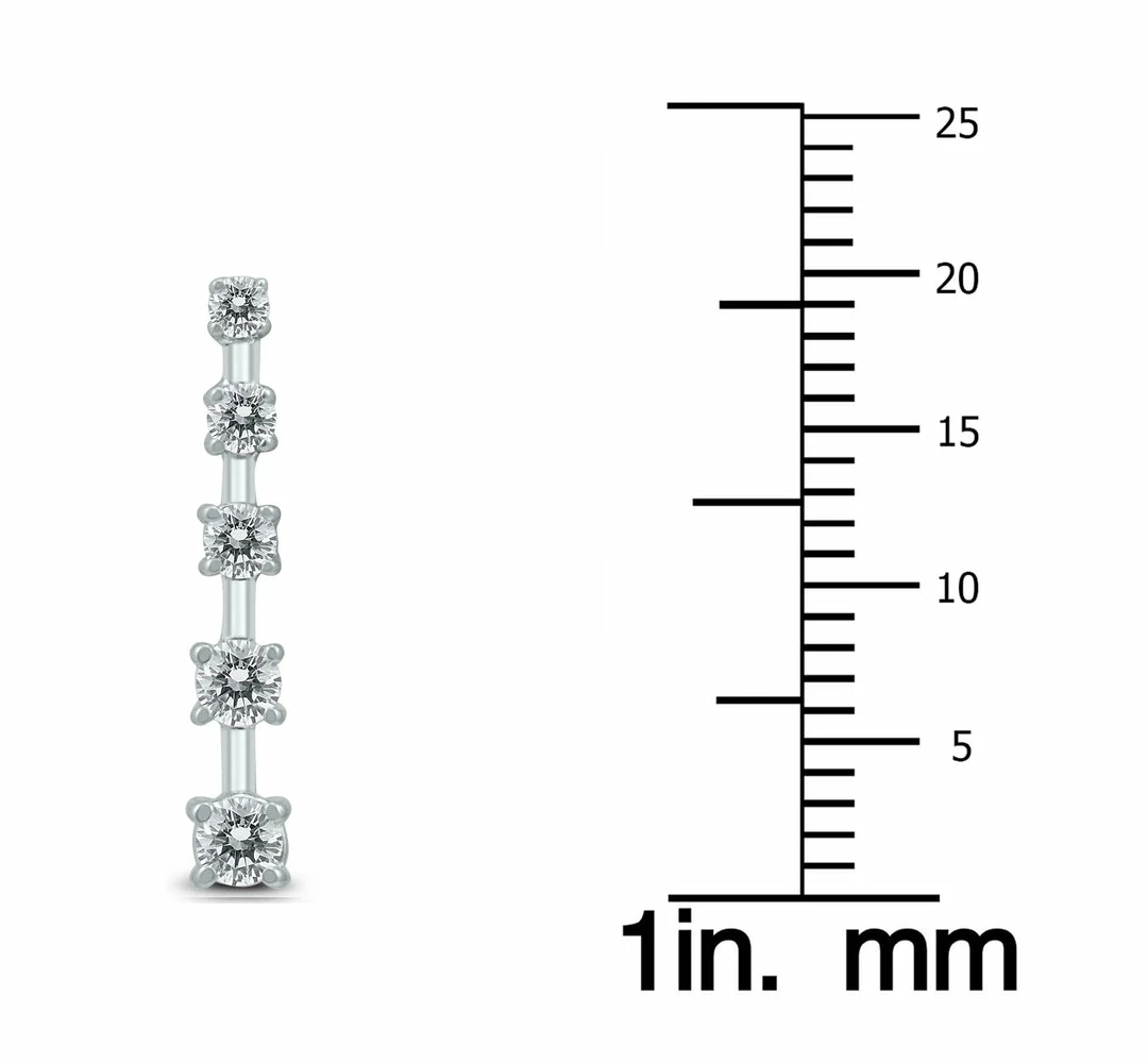Hot Sale π Monary 1/2 Carat TW 5 Stone Journey Drop Earrings in 14K White Gold for π© women π₯ - Image 2