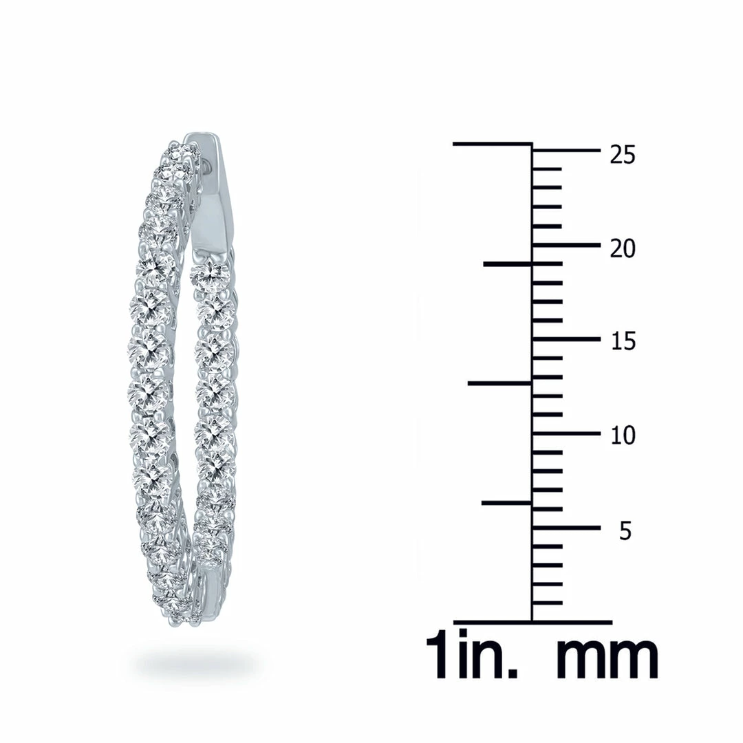 Cheapest π₯° Monary 2 Carat TW Round Diamond Hoop Earrings with Push Down Button Lock in 14K White Gold for π© women β - Image 4