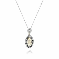 Discount ❤️ Monary Yellow & White Diamond Pendant Necklace Set in 18K White Gold for 👩 women ⌛