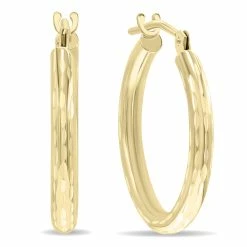 Best Sale 👏 Monary 14K Yellow Gold Shiny Diamond Cut Engraved Hoop Earrings (18mm) for 👩 women ⌛