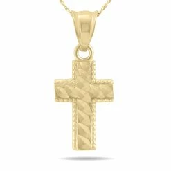 Promo 🔥 Monary 10K Yellow Gold Beaded Inlay Cross Pendant Necklace with 18 Inch Chain for 👩 women 🛒