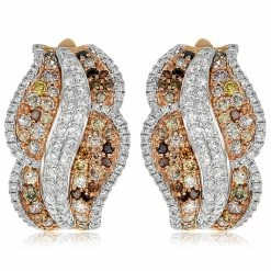 Flash Sale 🥰 Monary Multi Color Diamond Huggies Earrings Set in 18K Rose Gold for 👩 women ❤️