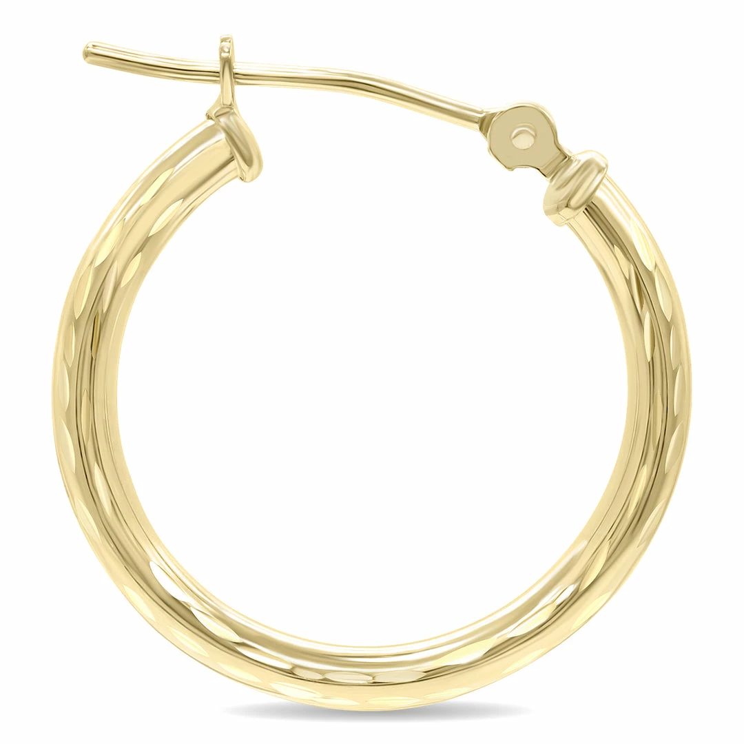Cheap β Monary 14K Yellow Gold Shiny Diamond Cut Engraved Hoop Earrings (20mm) for π© women π€© - Image 2