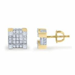 Coupon 🌟 Monary 10K Yellow Gold Earrings with 0.25 ct. Diamonds for 👩 women 🔔