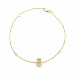 Deals 🎁 Monary Diamond Initial Fashion Bracelet "E" (14k) (6+1") for 👩 women ⌛