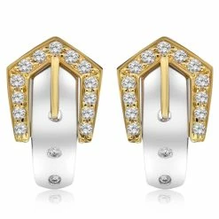 Best deal 😍 Monary White Diamond Fashion Earrings Set in 14K Two Tone Gold for 👩 women 🤩
