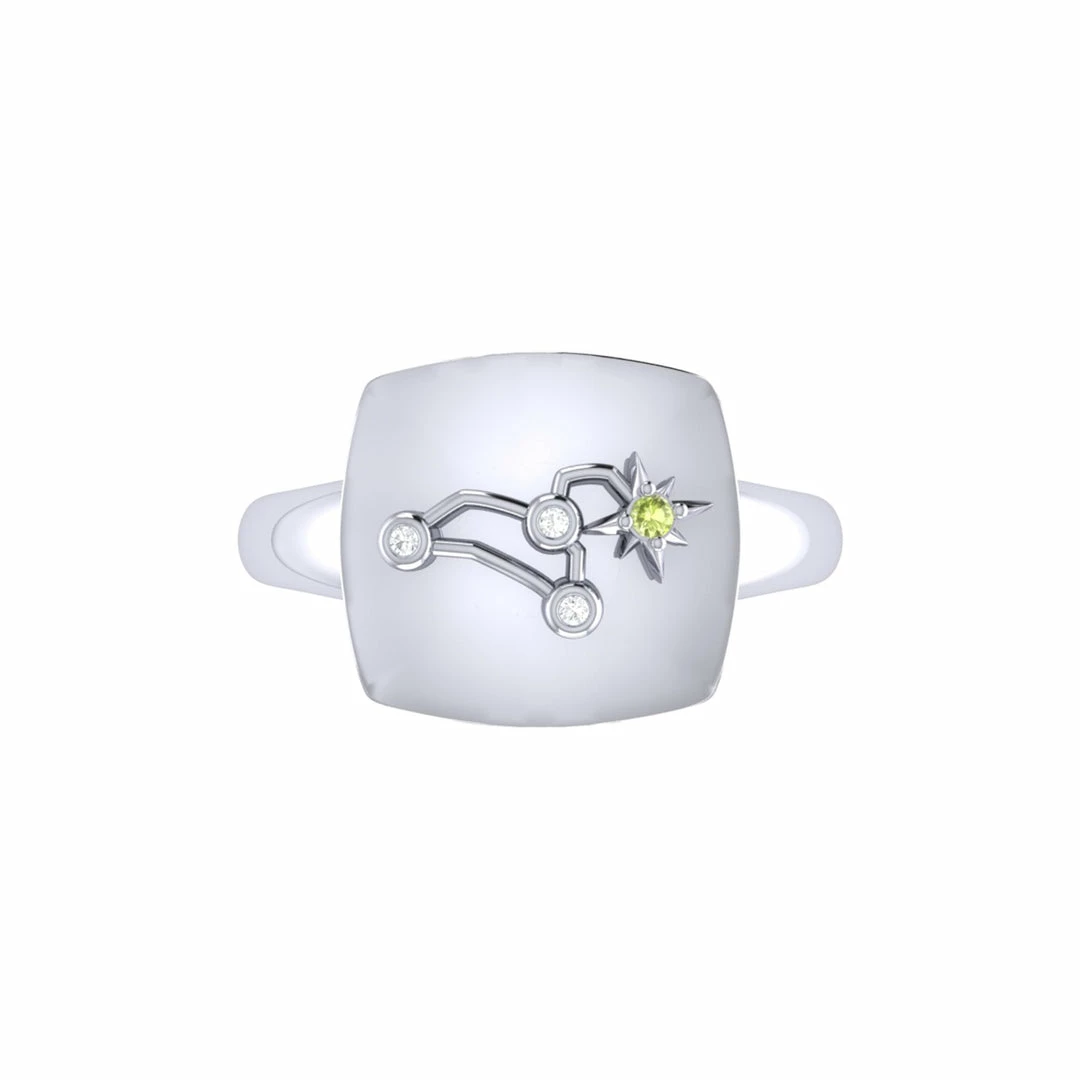 Flash Sale 𧨠Monary Leo Lion Peridot & Diamond Constellation Signet Ring in Sterling Silver for π© women π - Image 3