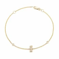 Discount 🎉 Monary Diamond Initial Fashion Bracelet "I" (14k) (6+1") for 👩 women 🔥