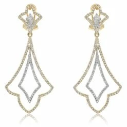 Best Sale ✔️ Monary Diamond Dangle Earrings Set in 14K Yellow Gold for 👩 women 😀