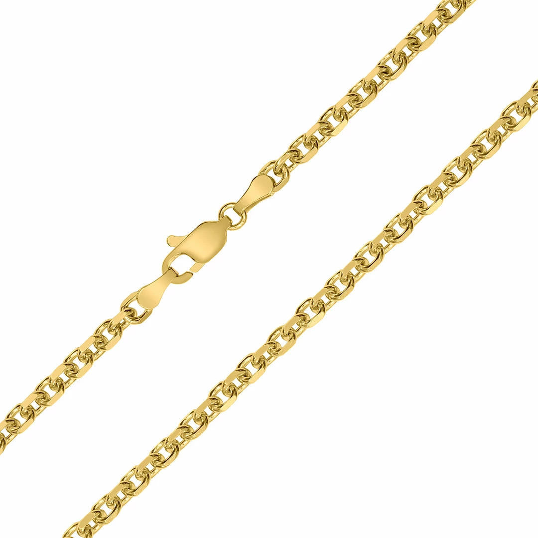 Deals π Monary 14K Yellow Gold 4mm Diamond Cut Classic Oval Cable Chain with Lobster Clasp - 18 Inch for π© women β€οΈ