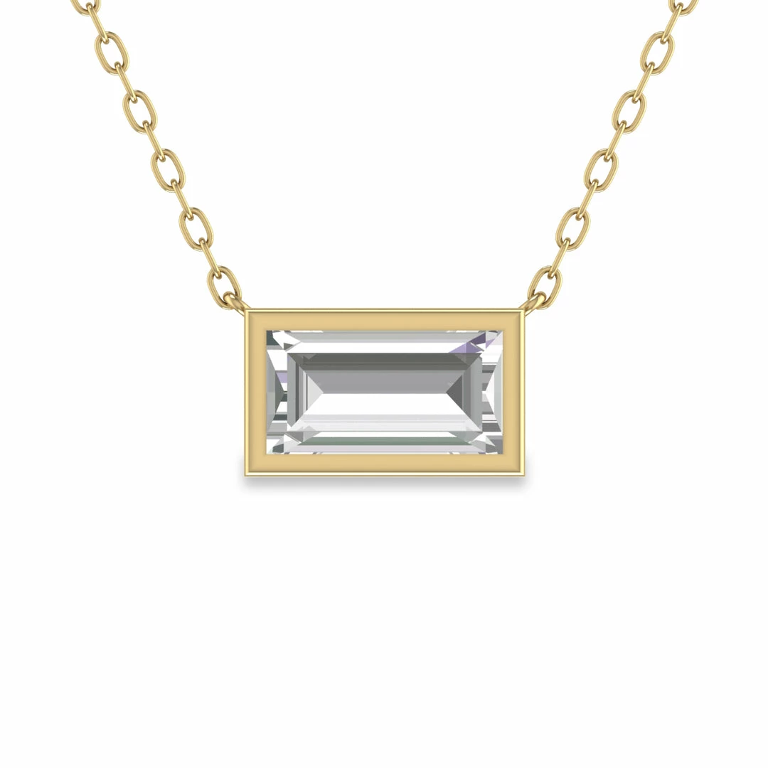 Promo π Monary Lab Grown 1/2 CTW Baguette Bezel Set Diamond Solitaire Pendant in 14K Yellow Gold for π© women π