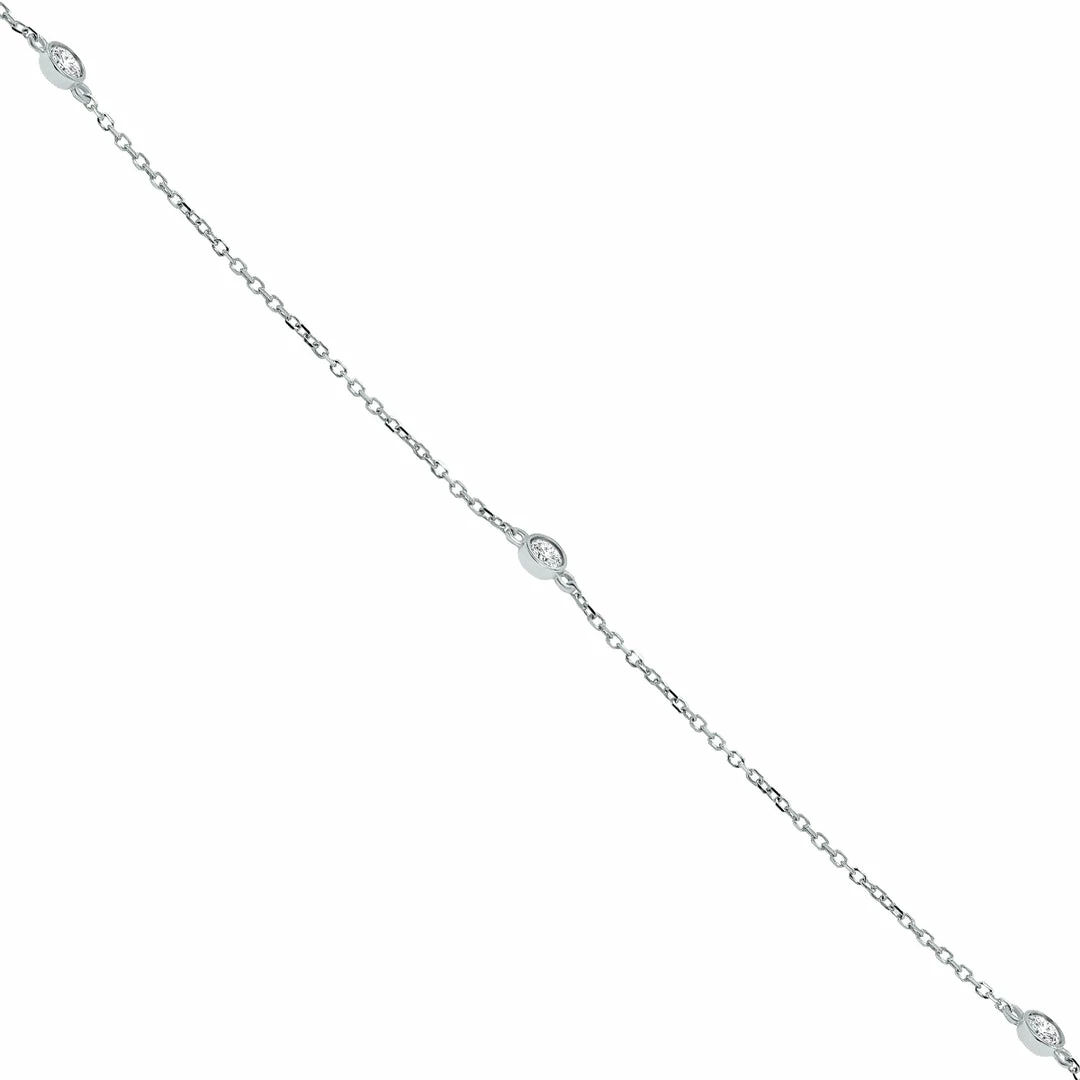 Budget π Monary 1/2 Carat TW Bezel Set Diamond Station Necklace in 14K White Gold for π© women β¨ - Image 3