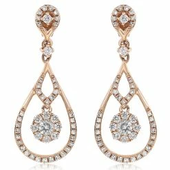 Deals ❤️ Monary Diamond Dangle Earrings Set in 14K Rose Gold for 👩 women 👏