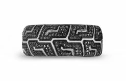 Buy ❤️ Monary Pro Rider Black Rhodium Plated Sterling Silver Tire Tread Black Diamond Band Ring for men ✨