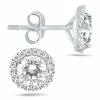 Cheapest ❤️ Monary 1 1/4 Carat TW Diamond Halo Earrings in 14K White Gold for 👩 women ⌛