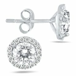 Cheapest β€οΈ Monary 1 1/4 Carat TW Diamond Halo Earrings in 14K White Gold for π© women β