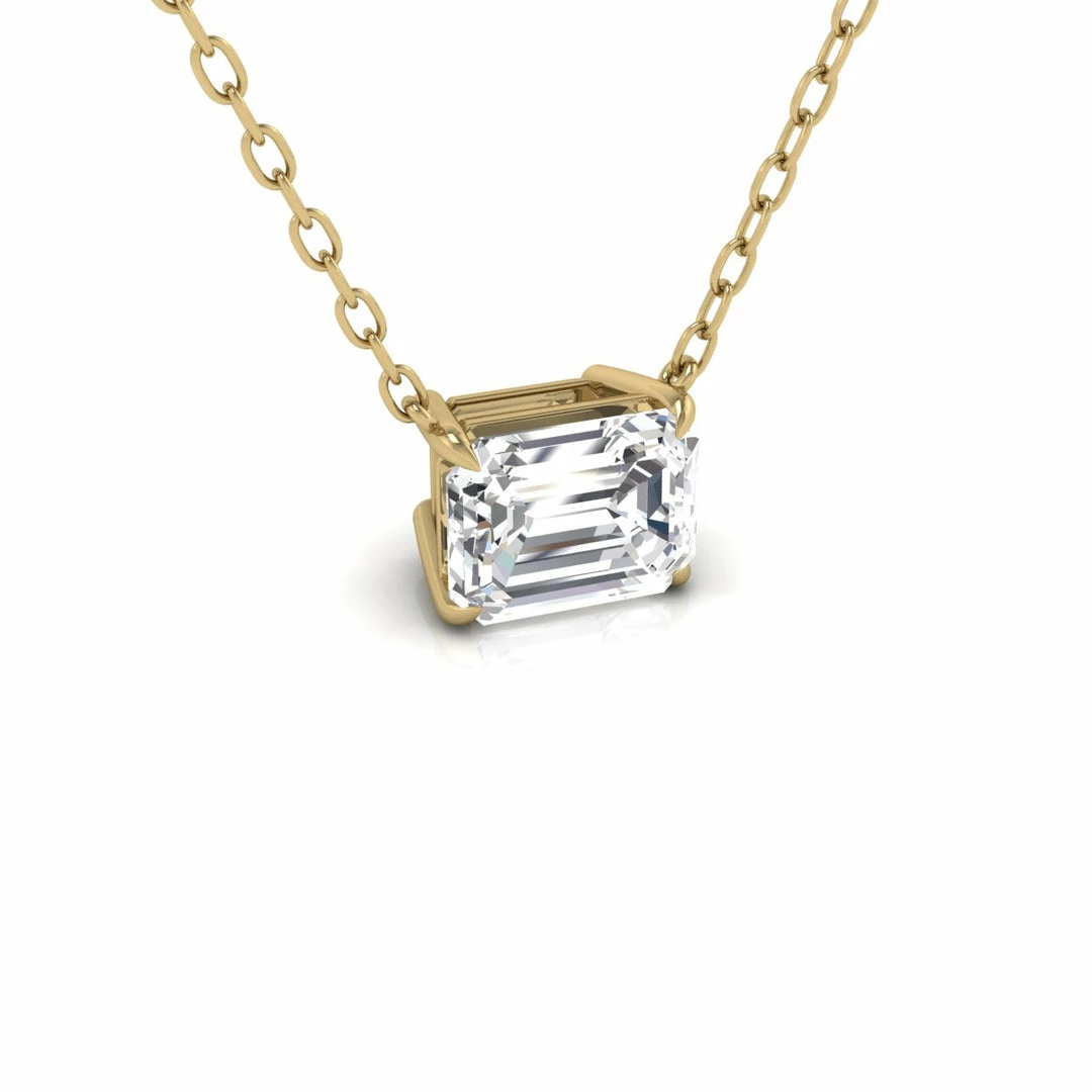 New π Monary Lab Grown 1 CTW Floating Emerald Diamond Solitaire Pendant in 14K Yellow Gold for π© women π - Image 4