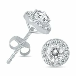 Deals 🌟 Monary 1 Carat TW Diamond Halo Earrings in 14K White Gold for 👩 women ✔️