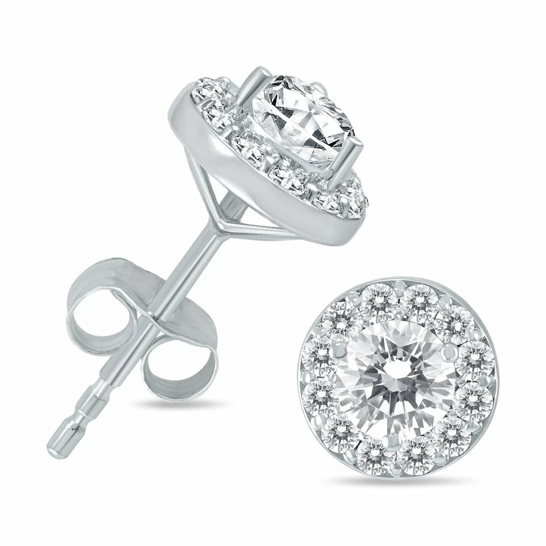 Deals π Monary 1 Carat TW Diamond Halo Earrings in 14K White Gold for π© women βοΈ
