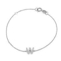 Cheap ⭐ Monary Diamond Intiial"W" Bracelet (Wg/7"+1") for 👩 women 😍