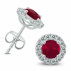 Top 10 ⌛ Monary Genuine 1 3/4 Carat TW Ruby And Diamond Halo Earrings in 14K White Gold for 👩 women 🛒