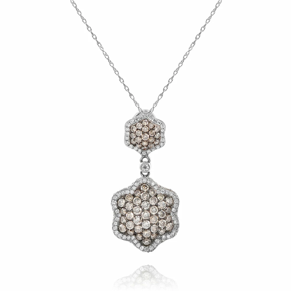 Hot Sale β¨ Monary Brown & White Diamond Pendant Necklace Set in 14K White Gold for π© women β