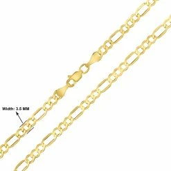 Best Sale π― Monary 10K Yellow Gold 3.5mm Diamond Cut Oval Figaro Chain with Lobster Clasp - 18 Inch for π© women π₯°